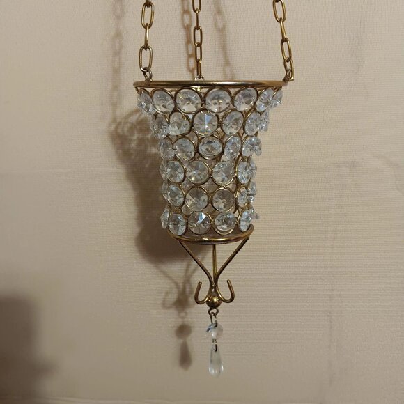 Embellished Crystal Glass Hanging Votive Holder - Picture 3 of 5